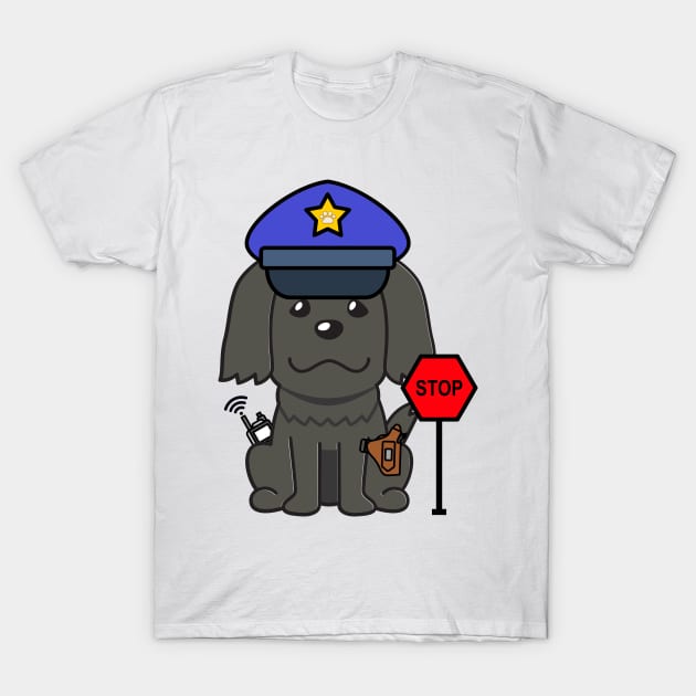 Funny Black Dog Policeman T-Shirt by Pet Station